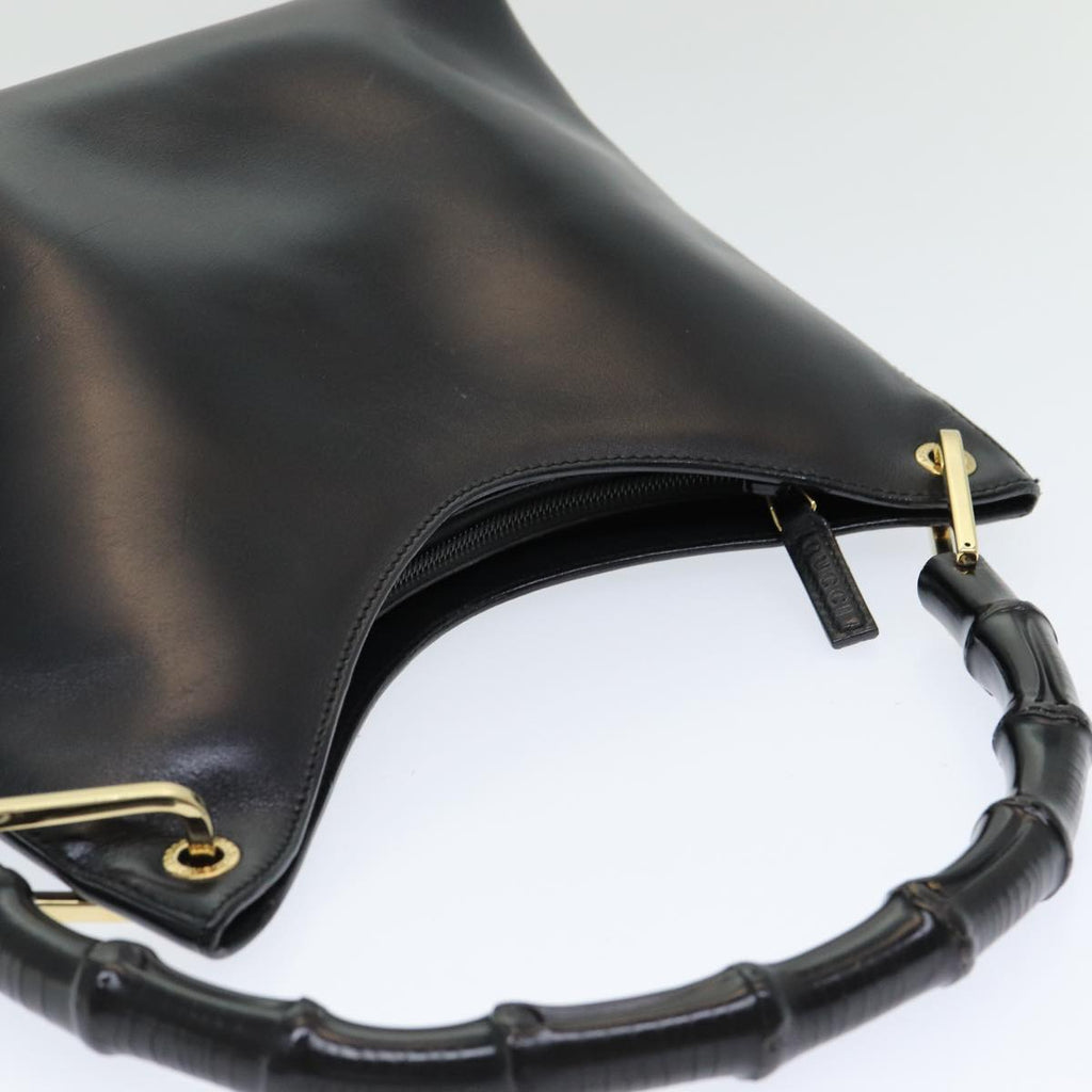 GUCCI Bamboo Hand Bag Leather Black 001 3008 000926 83723