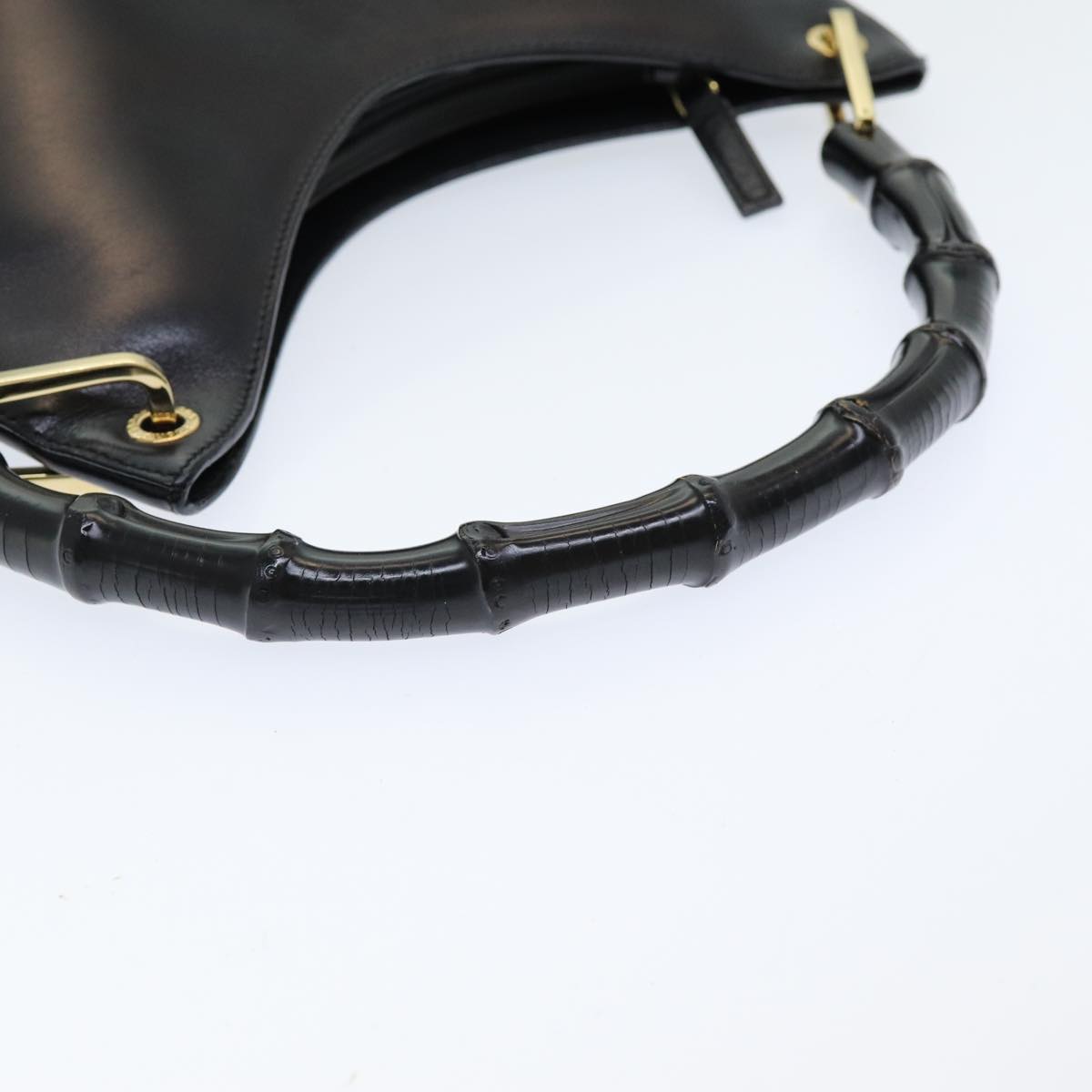 GUCCI Bamboo Hand Bag Leather Black 001 3008 000926 83723