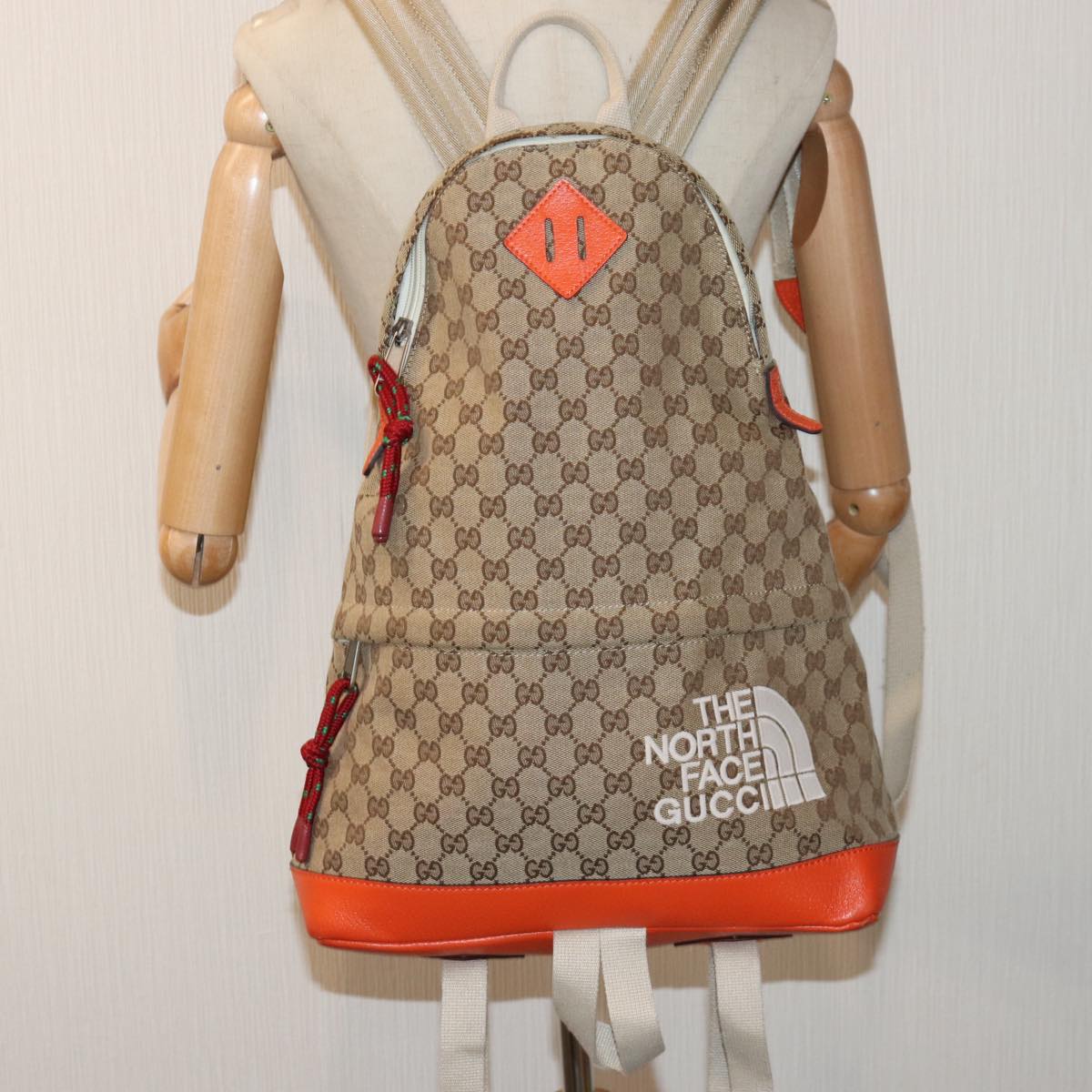 GUCCI THE NORTH FACE GG Backpack Beige Orange 650288 GY5TN 8893 83811