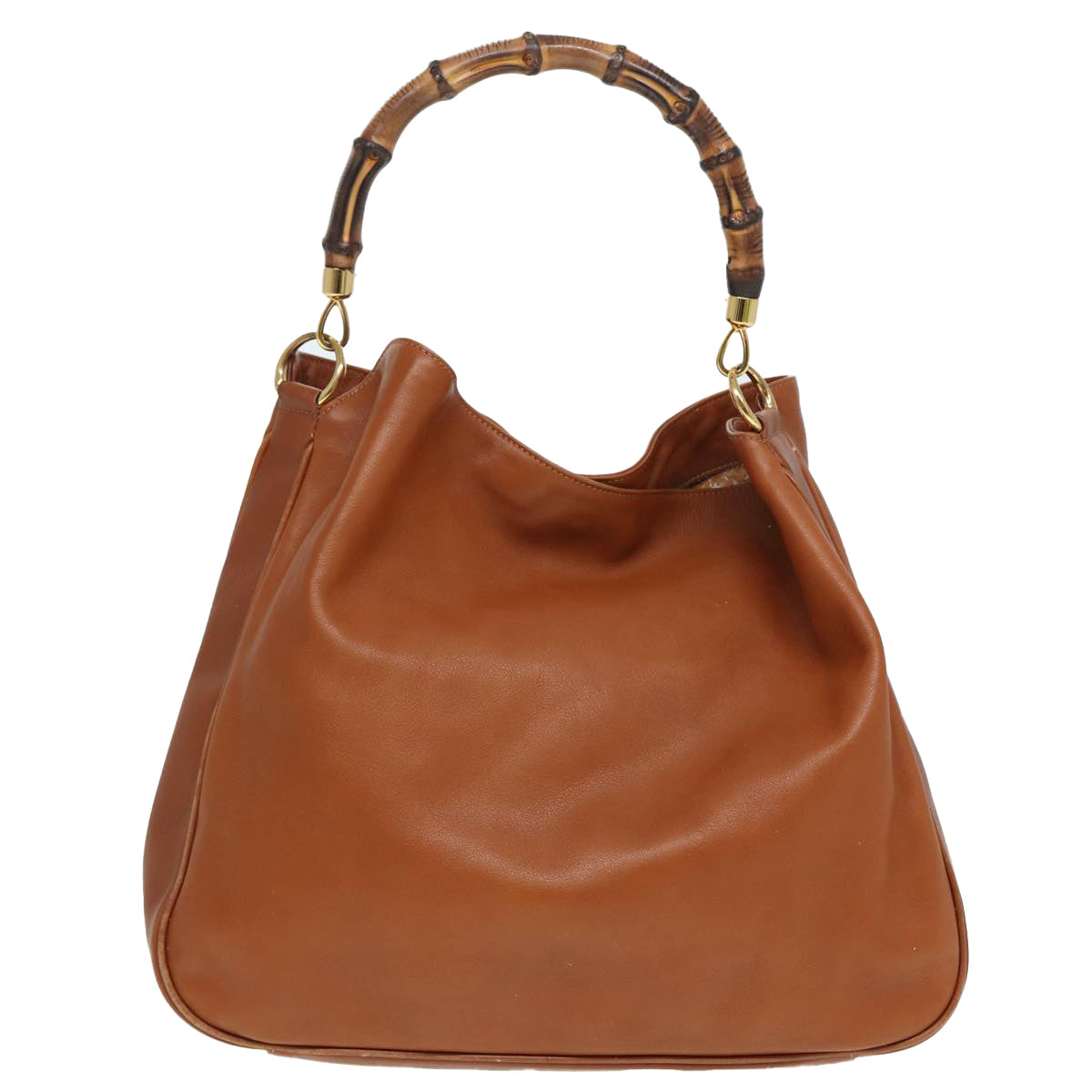 GUCCI Bamboo Shoulder Bag Leather 2way Brown 001 3754 1577 83812