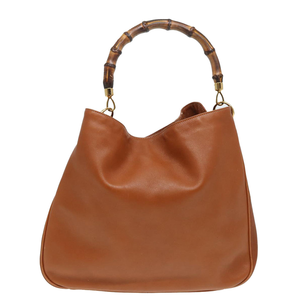 GUCCI Bamboo Shoulder Bag Leather 2way Brown 001 3754 1577 83812