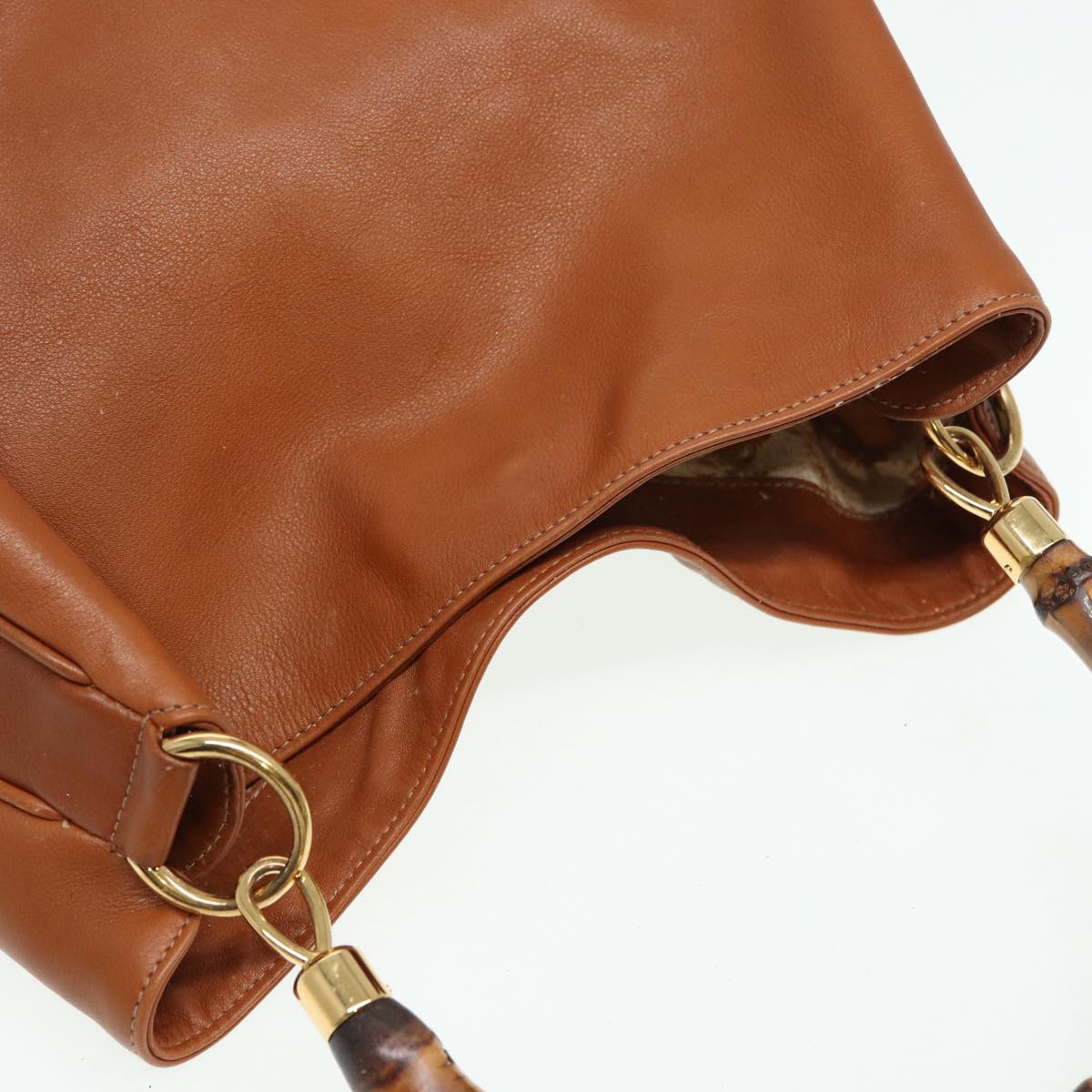 GUCCI Bamboo Shoulder Bag Leather 2way Brown 001 3754 1577 83812