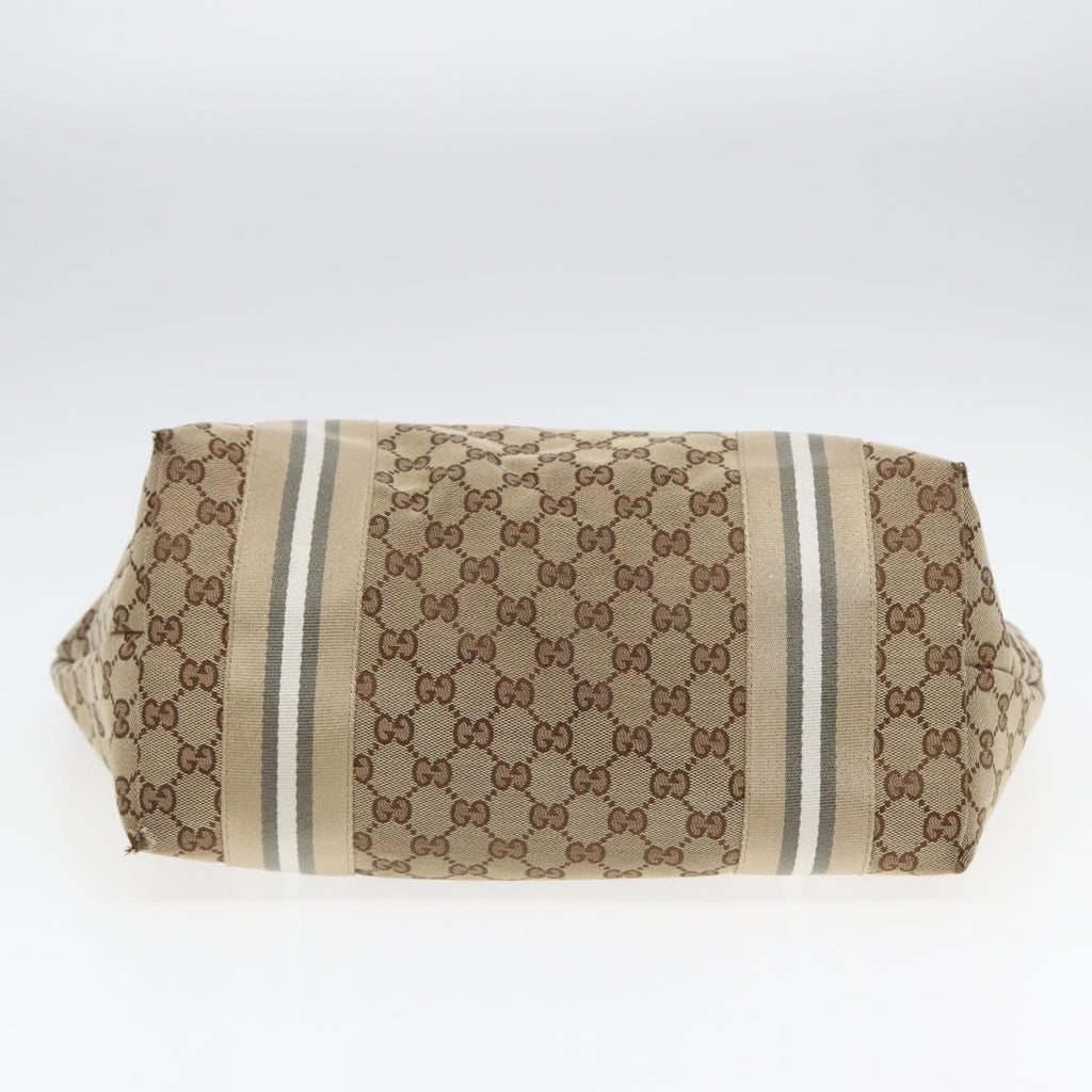 GUCCI GG Canvas Sherry Line Tote Bag Beige Yellow 83816