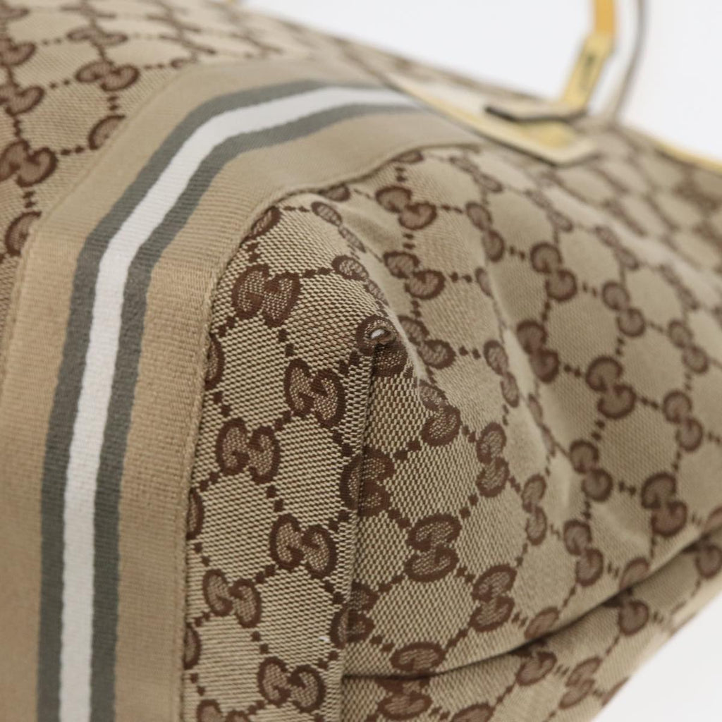 GUCCI GG Canvas Sherry Line Tote Bag Beige Yellow 83816