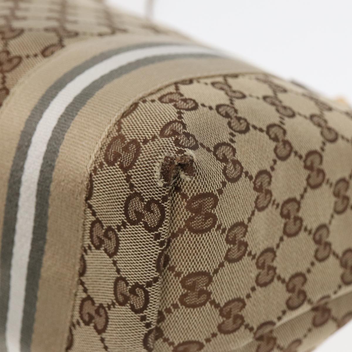 GUCCI GG Canvas Sherry Line Tote Bag Beige Yellow 83816