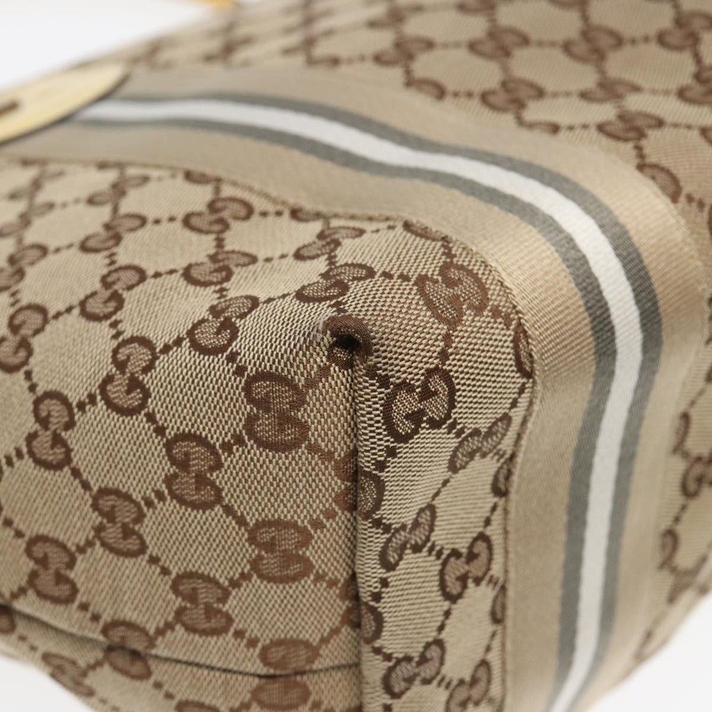 GUCCI GG Canvas Sherry Line Tote Bag Beige Yellow 83816