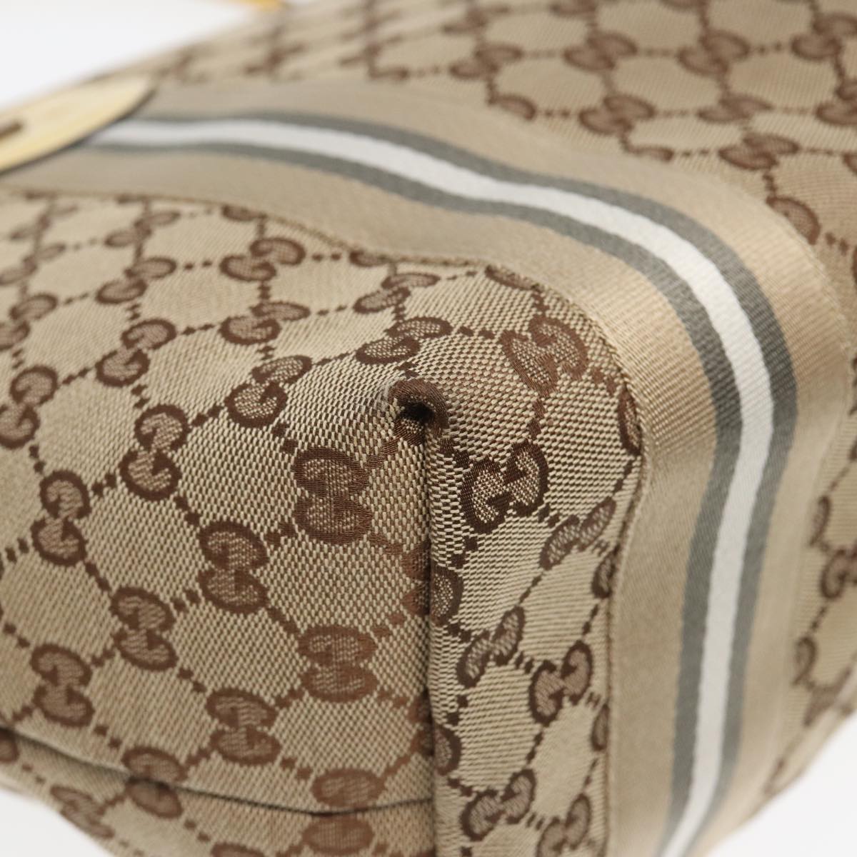 GUCCI GG Canvas Sherry Line Tote Bag Beige Yellow 83816