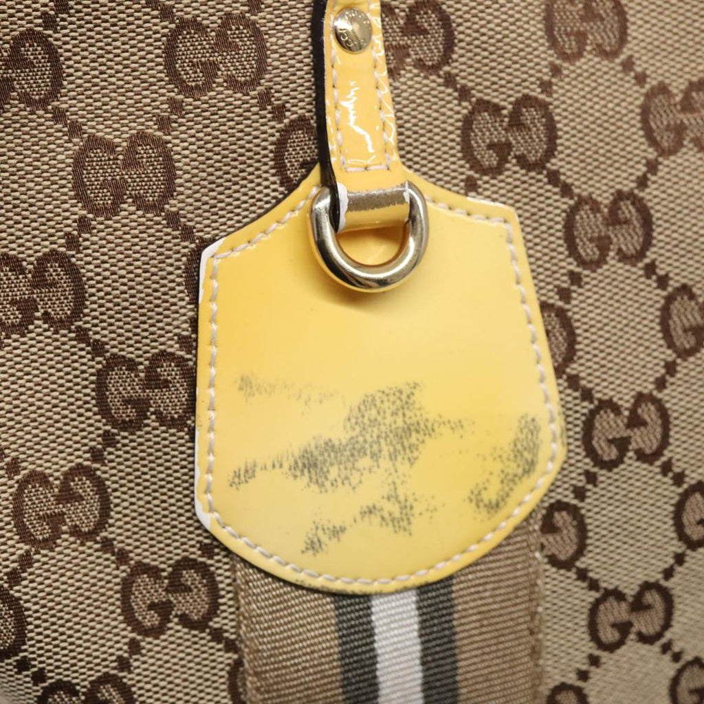 GUCCI GG Canvas Sherry Line Tote Bag Beige Yellow 83816