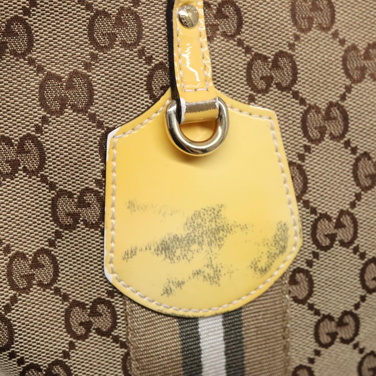 GUCCI GG Canvas Sherry Line Tote Bag Beige Yellow 83816