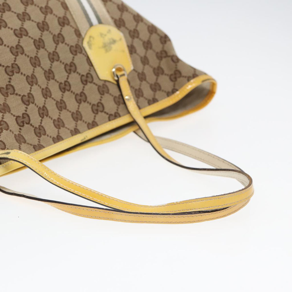 GUCCI GG Canvas Sherry Line Tote Bag Beige Yellow 83816