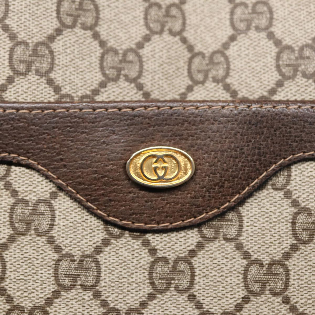 GUCCI GG Canvas Web Sherry Line Tote Bag PVC Leather Beige Green Red 83817