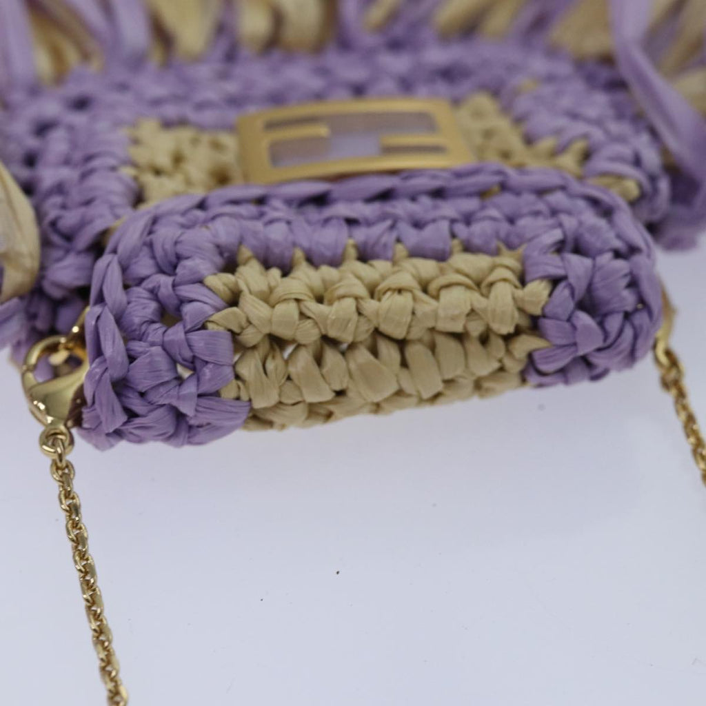 FENDI Airpods pouch Pico Bucket Raffia Beige Purple 83833