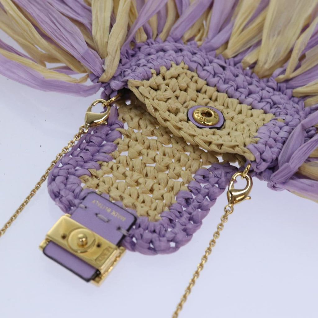FENDI Airpods pouch Pico Bucket Raffia Beige Purple 83833