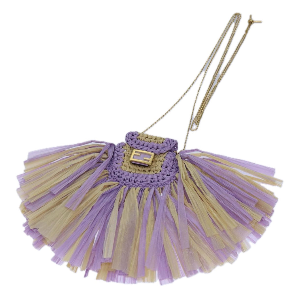 FENDI Airpods pouch Pico Bucket Raffia Beige Purple 83833