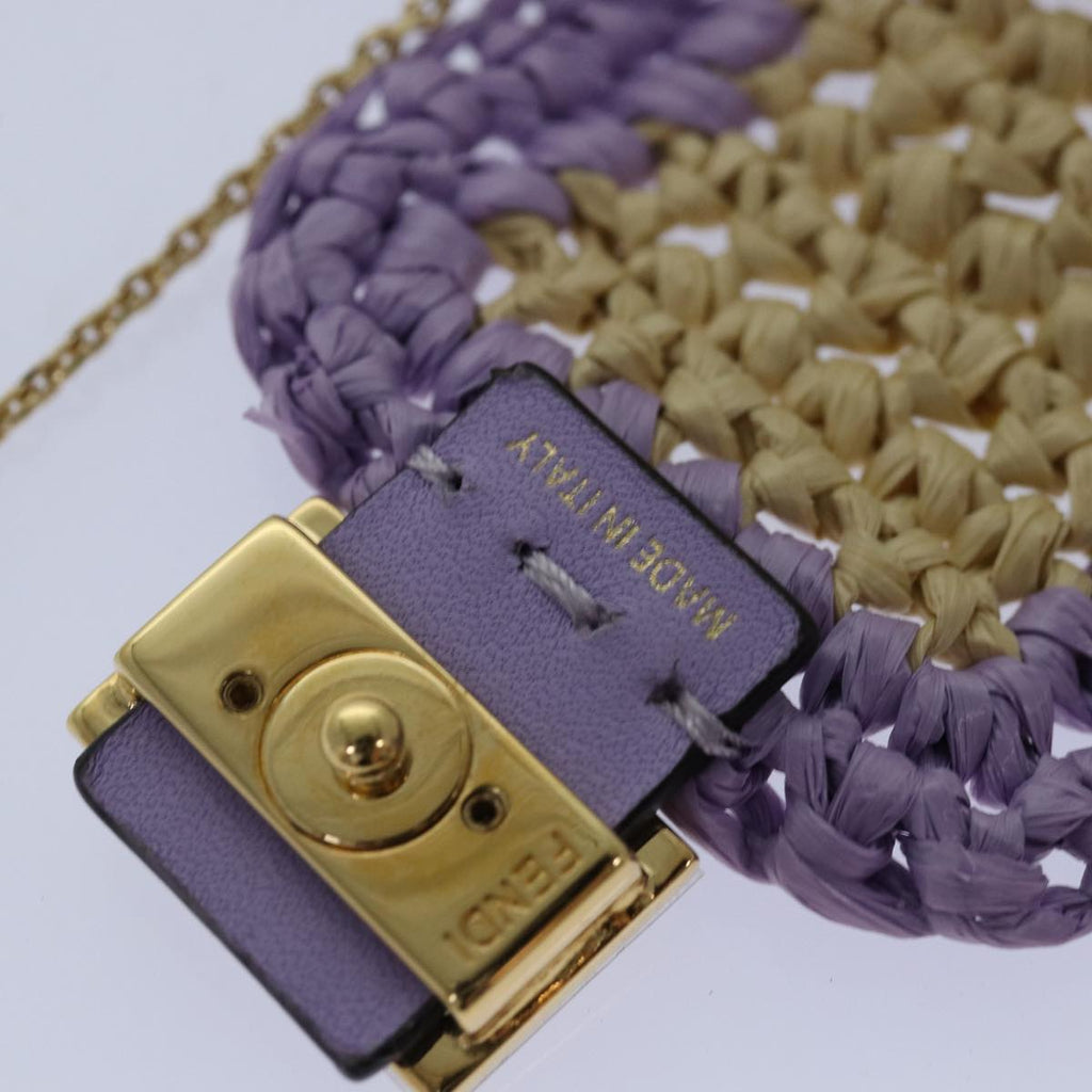 FENDI Airpods pouch Pico Bucket Raffia Beige Purple 83833