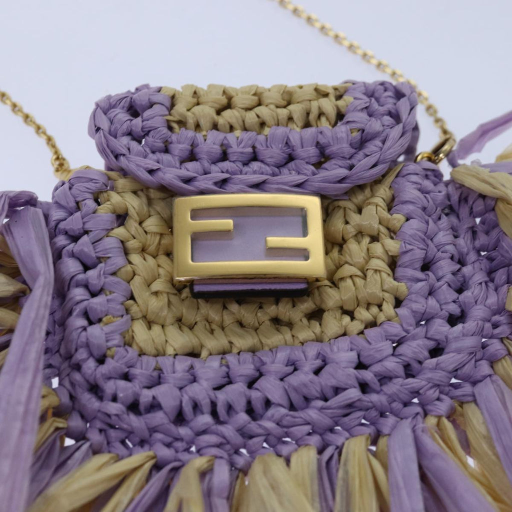 FENDI Airpods pouch Pico Bucket Raffia Beige Purple 83833