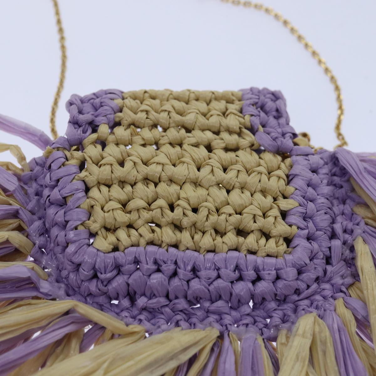FENDI Airpods pouch Pico Bucket Raffia Beige Purple 83833