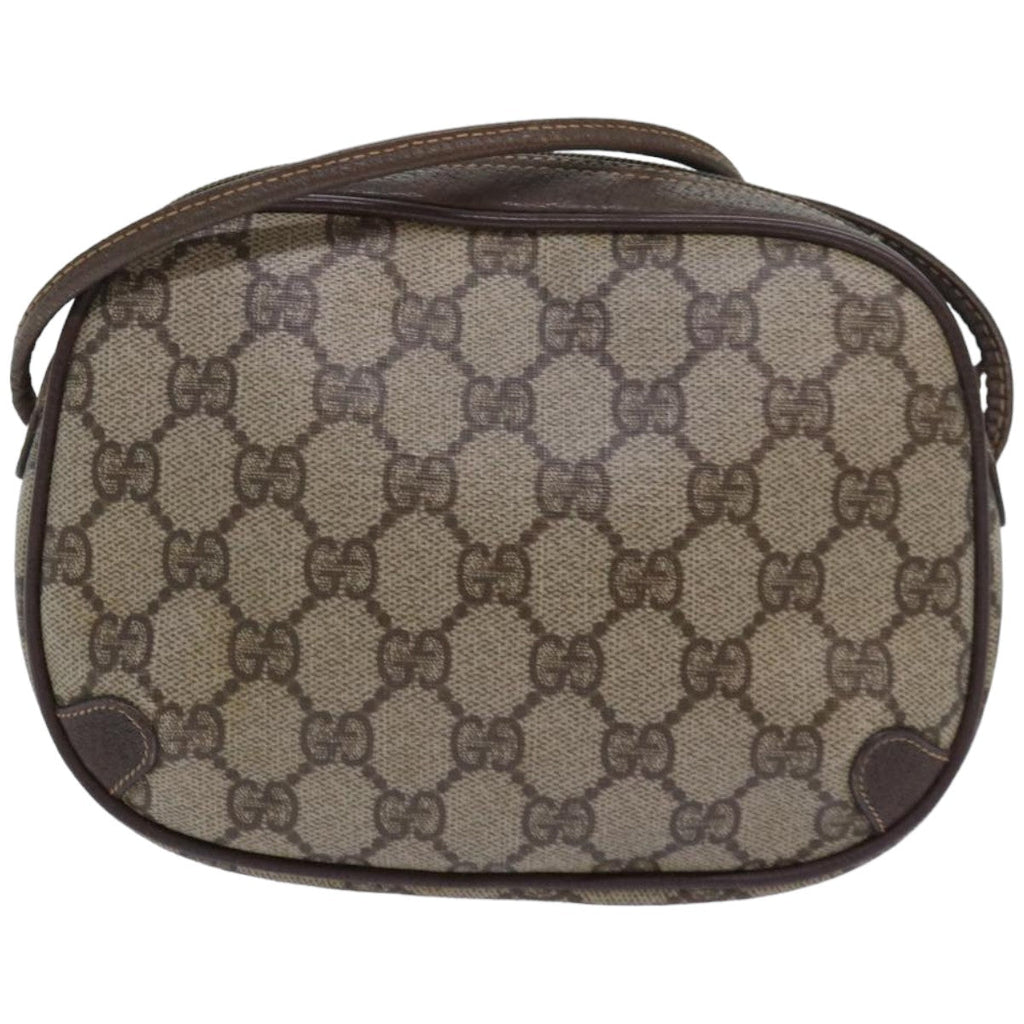 GUCCI GG Supreme Web Sherry Line Shoulder Bag PVC Beige 156 02 066 83926