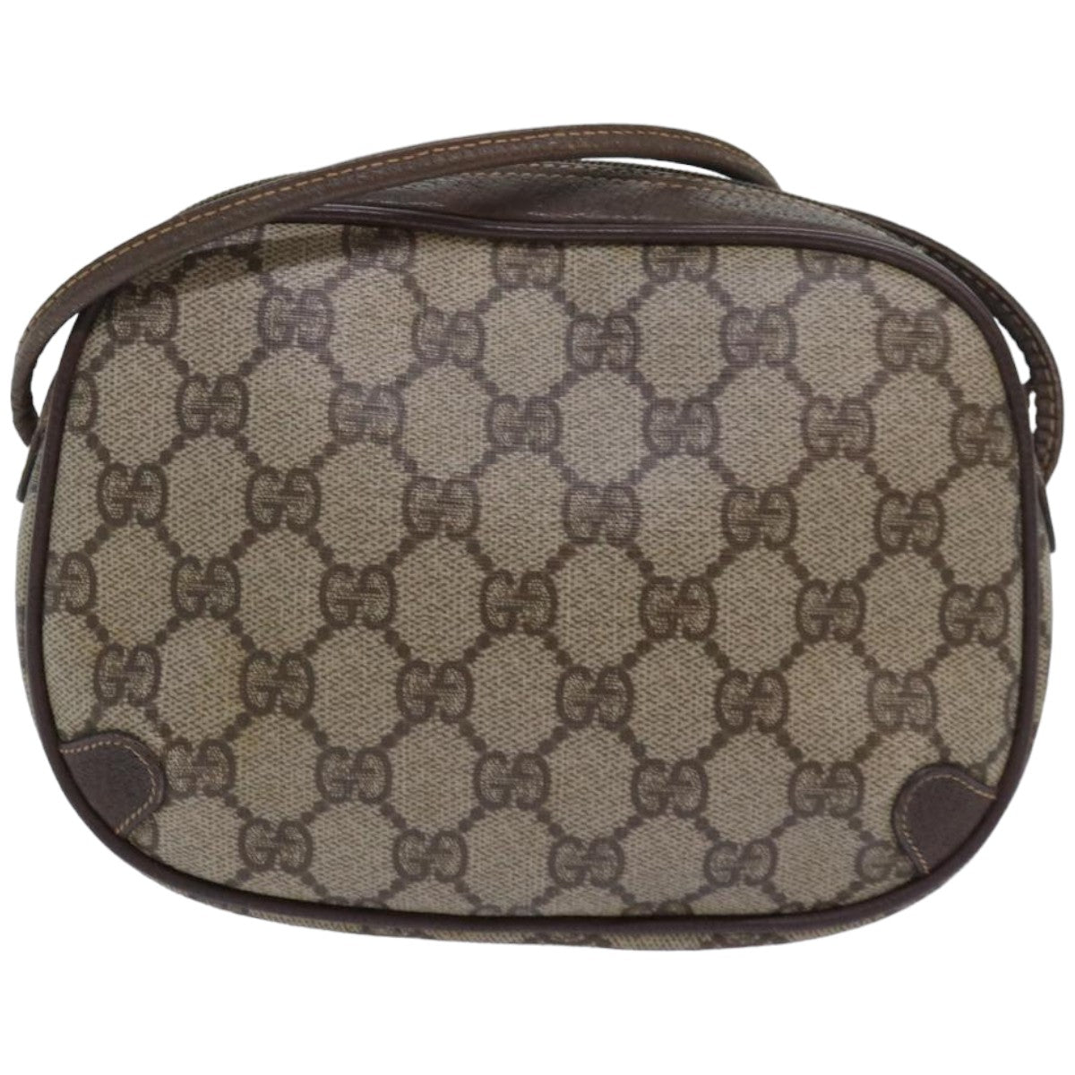 GUCCI GG Supreme Web Sherry Line Shoulder Bag PVC Beige 156 02 066 83926