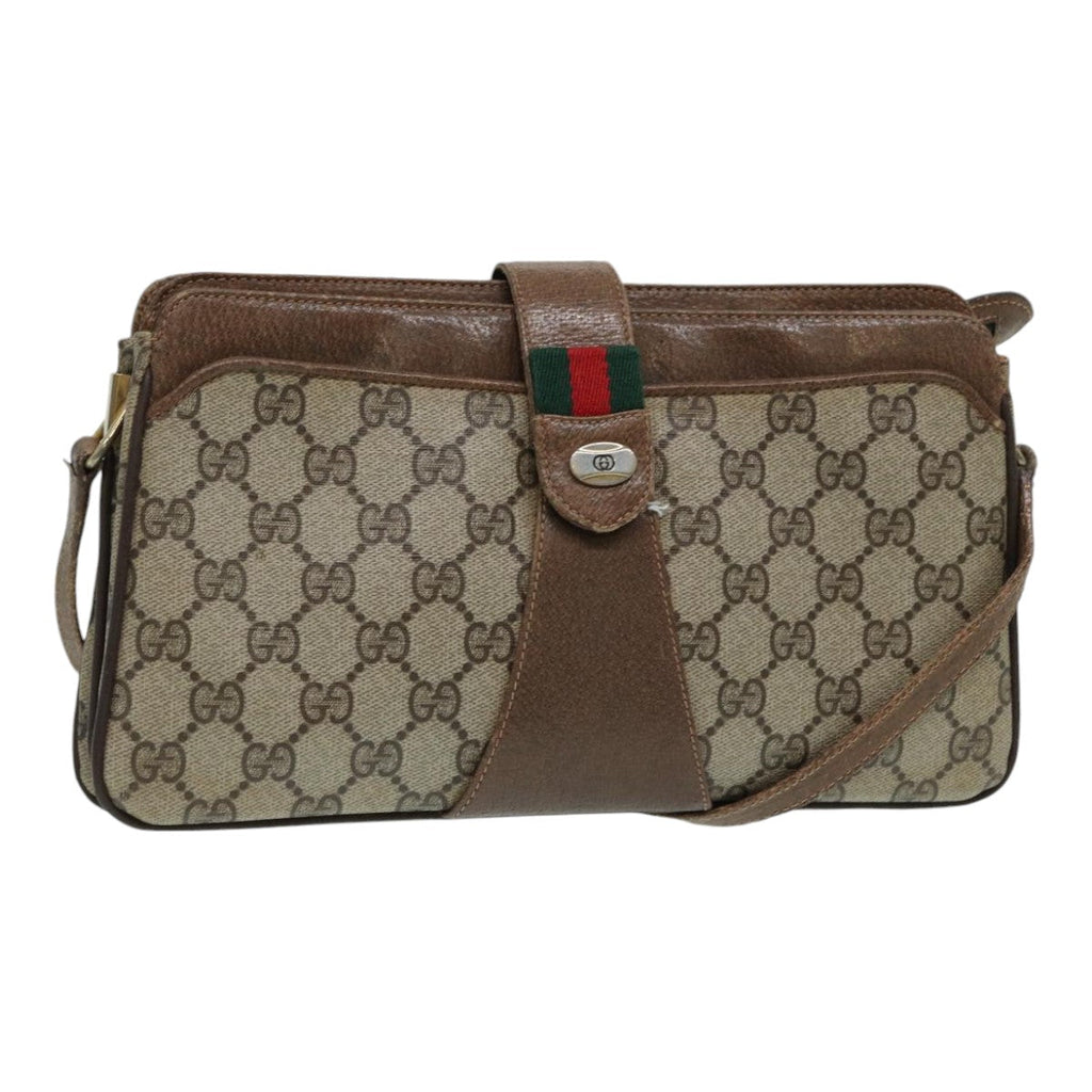 GUCCI GG Supreme Web Sherry Line Shoulder Bag PVC Beige 904 02 029 83927