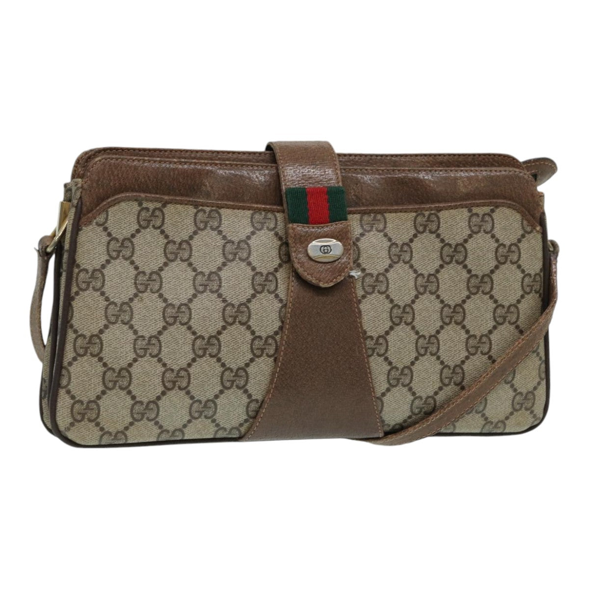 GUCCI GG Supreme Web Sherry Line Shoulder Bag PVC Beige 904 02 029 83927