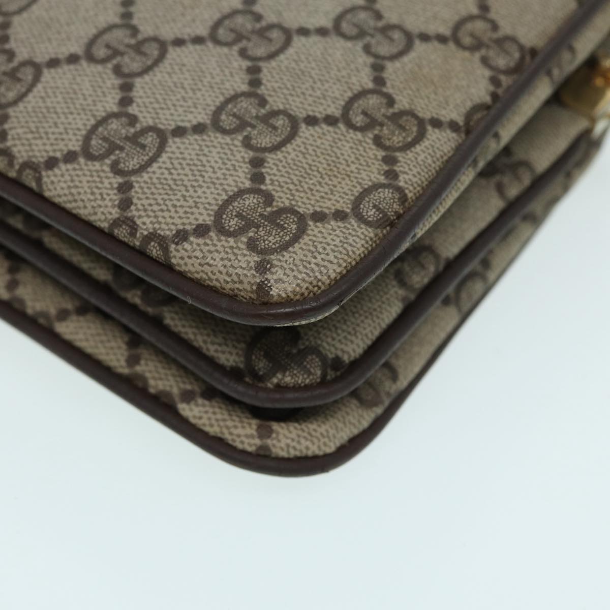 GUCCI GG Supreme Web Sherry Line Shoulder Bag PVC Beige 904 02 029 83927