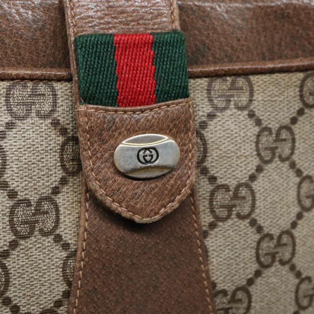 GUCCI GG Supreme Web Sherry Line Shoulder Bag PVC Beige 904 02 029 83927