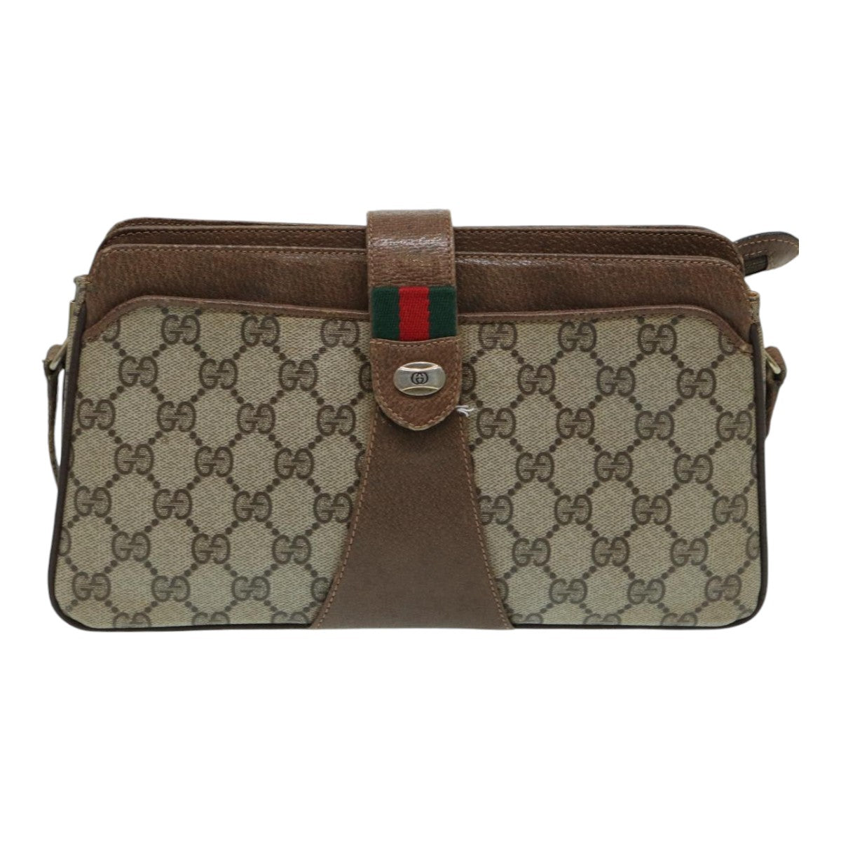 GUCCI GG Supreme Web Sherry Line Shoulder Bag PVC Beige 904 02 029 83927