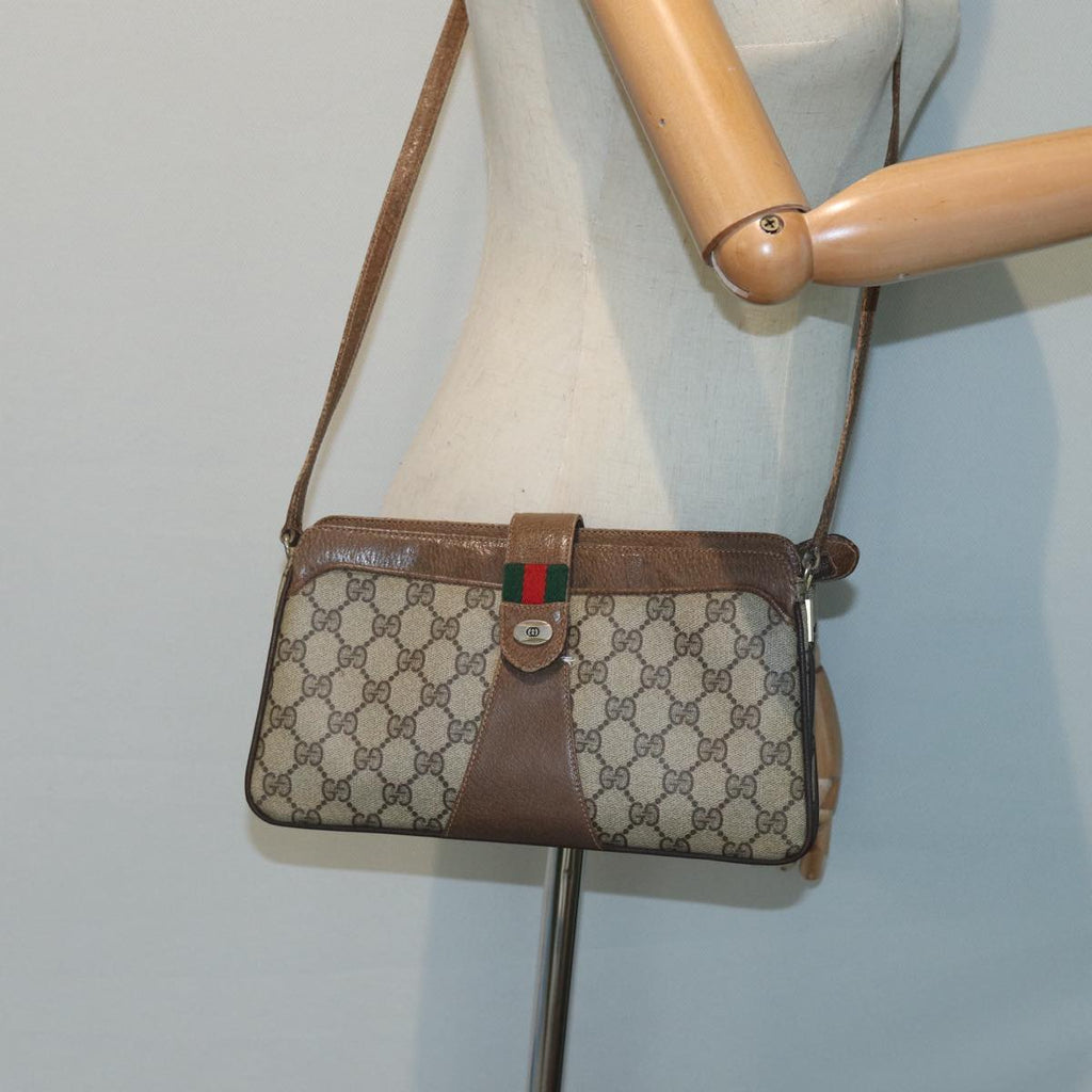 GUCCI GG Supreme Web Sherry Line Shoulder Bag PVC Beige 904 02 029 83927