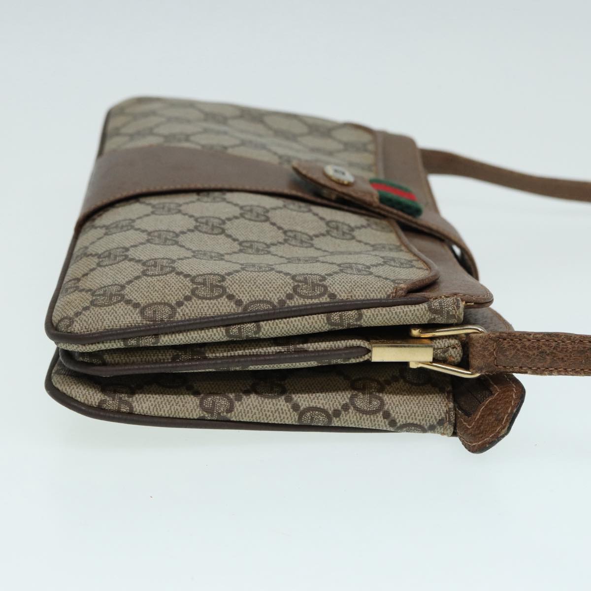 GUCCI GG Supreme Web Sherry Line Shoulder Bag PVC Beige 904 02 029 83927