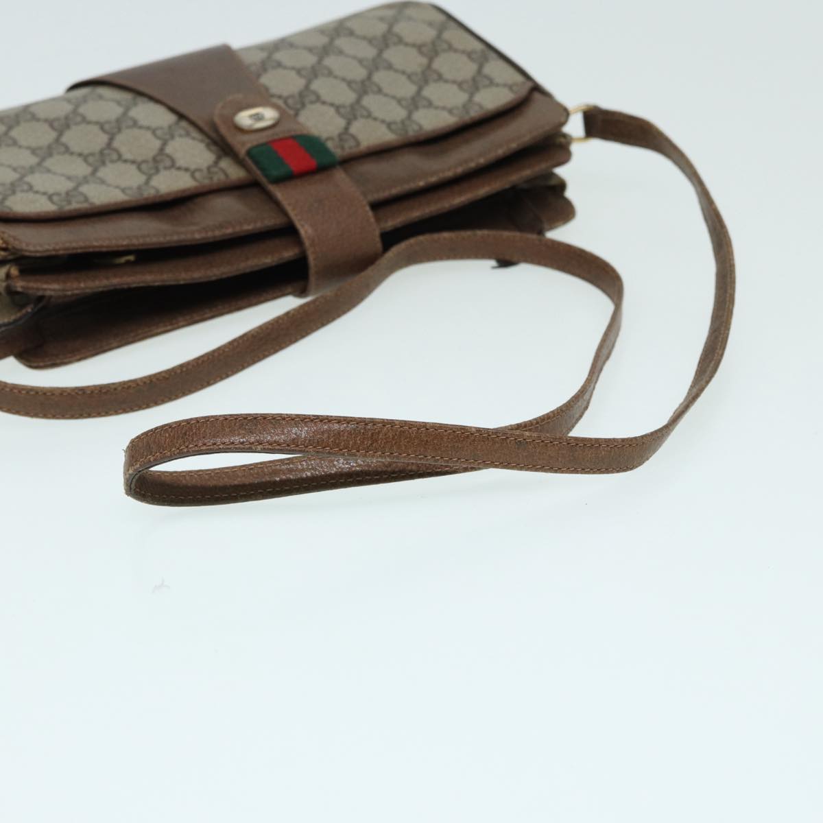GUCCI GG Supreme Web Sherry Line Shoulder Bag PVC Beige 904 02 029 83927