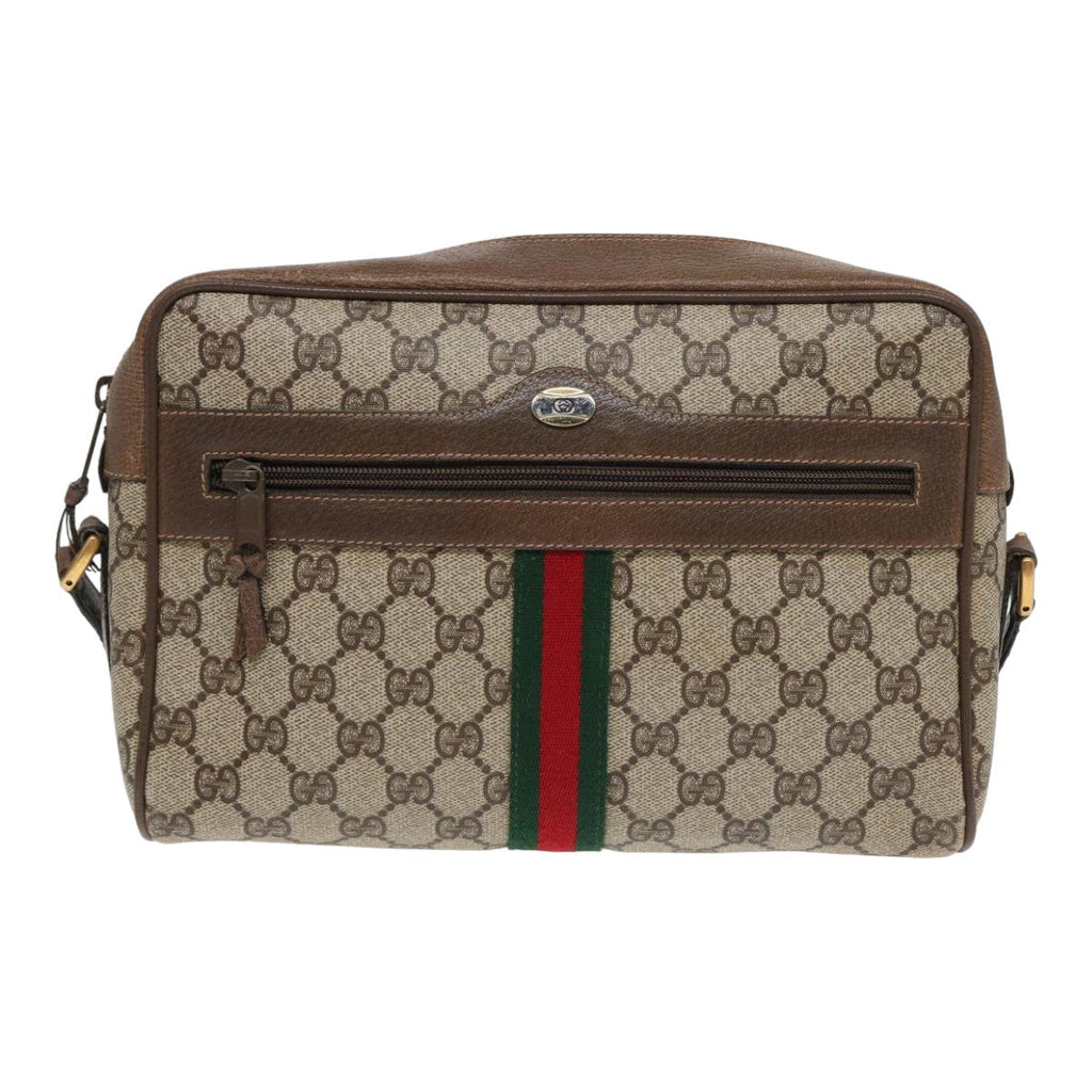 GUCCI GG Supreme Web Sherry Line Shoulder Bag PVC Beige 68 02 005 83928
