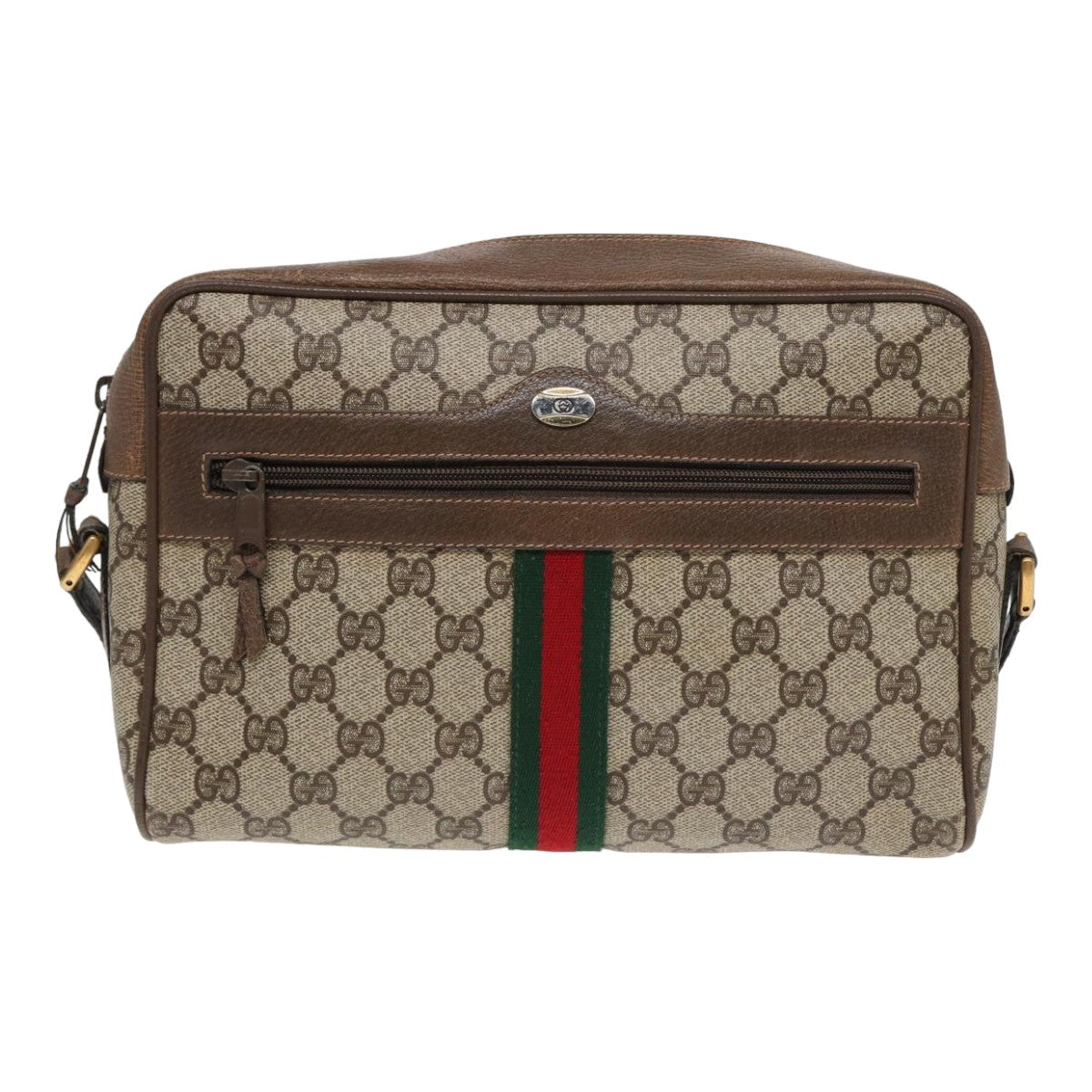 GUCCI GG Supreme Web Sherry Line Shoulder Bag PVC Beige 68 02 005 83928