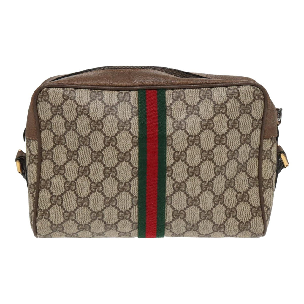 GUCCI GG Supreme Web Sherry Line Shoulder Bag PVC Beige 68 02 005 83928