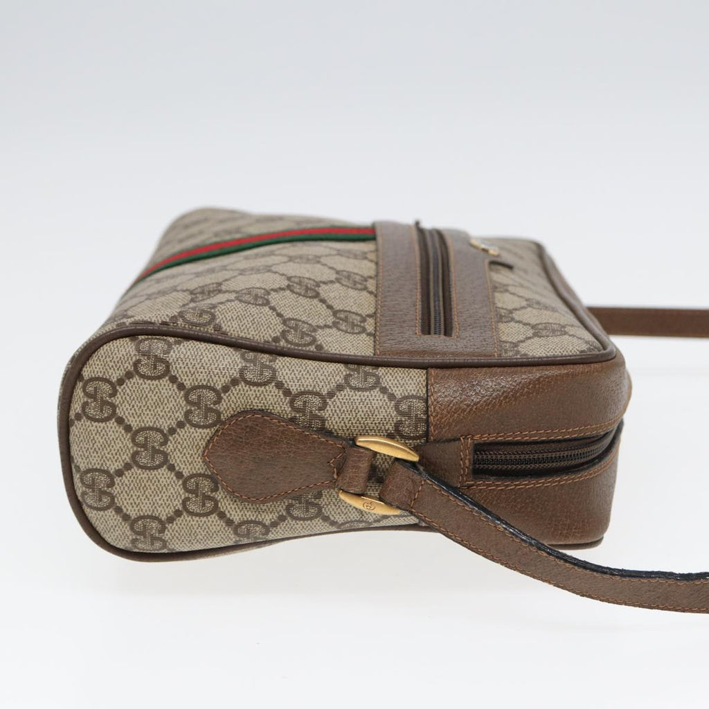 GUCCI GG Supreme Web Sherry Line Shoulder Bag PVC Beige 68 02 005 83928