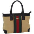 GUCCI Web Sherry Line Tote Bag Canvas Beige Red Green 002 1119 83934
