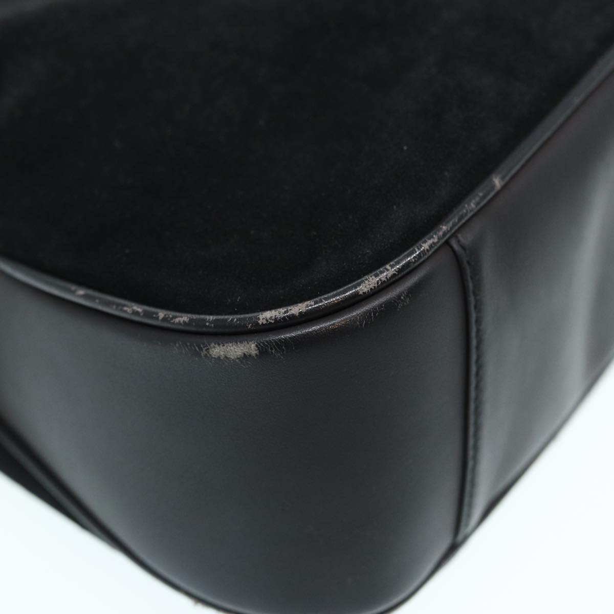 GUCCI Bamboo Shoulder Bag Suede Black 001 2404 1638 83939