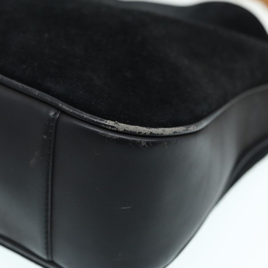 GUCCI Bamboo Shoulder Bag Suede Black 001 2404 1638 83939
