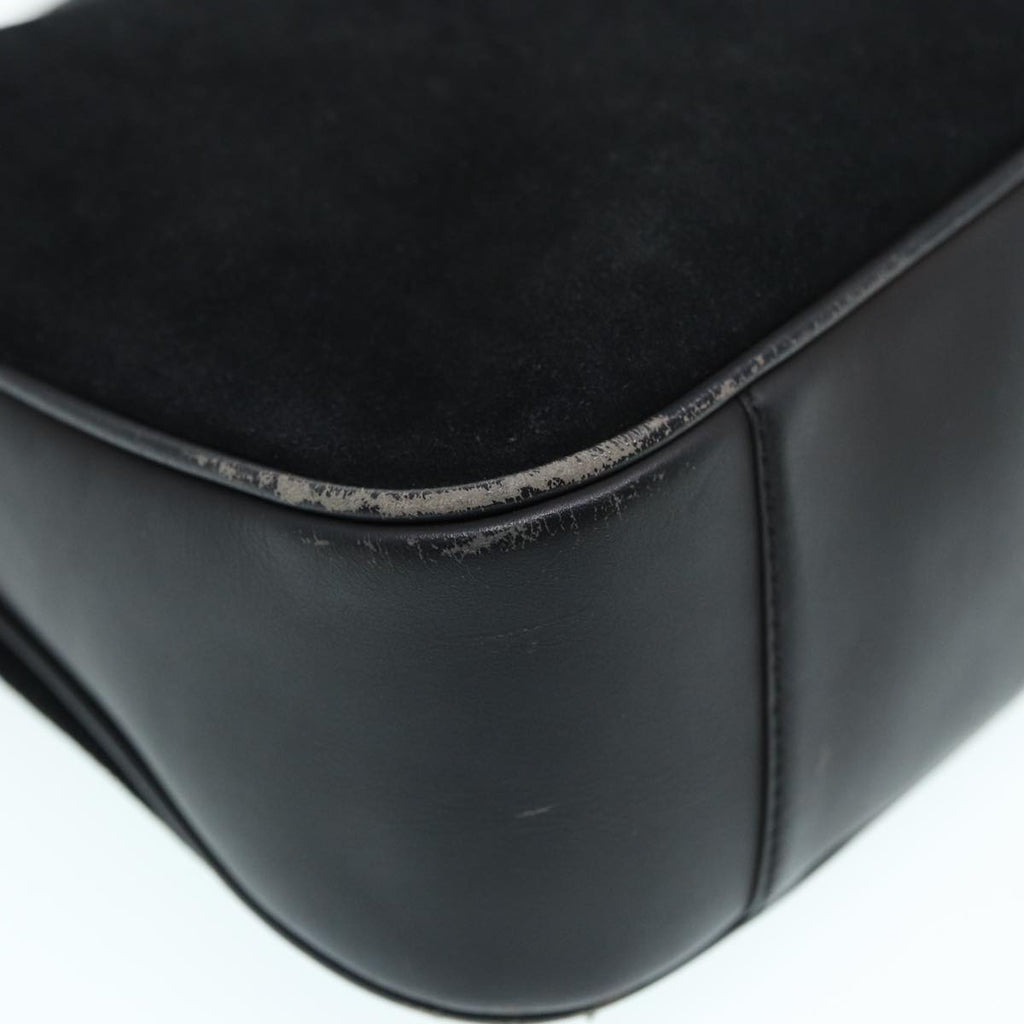 GUCCI Bamboo Shoulder Bag Suede Black 001 2404 1638 83939