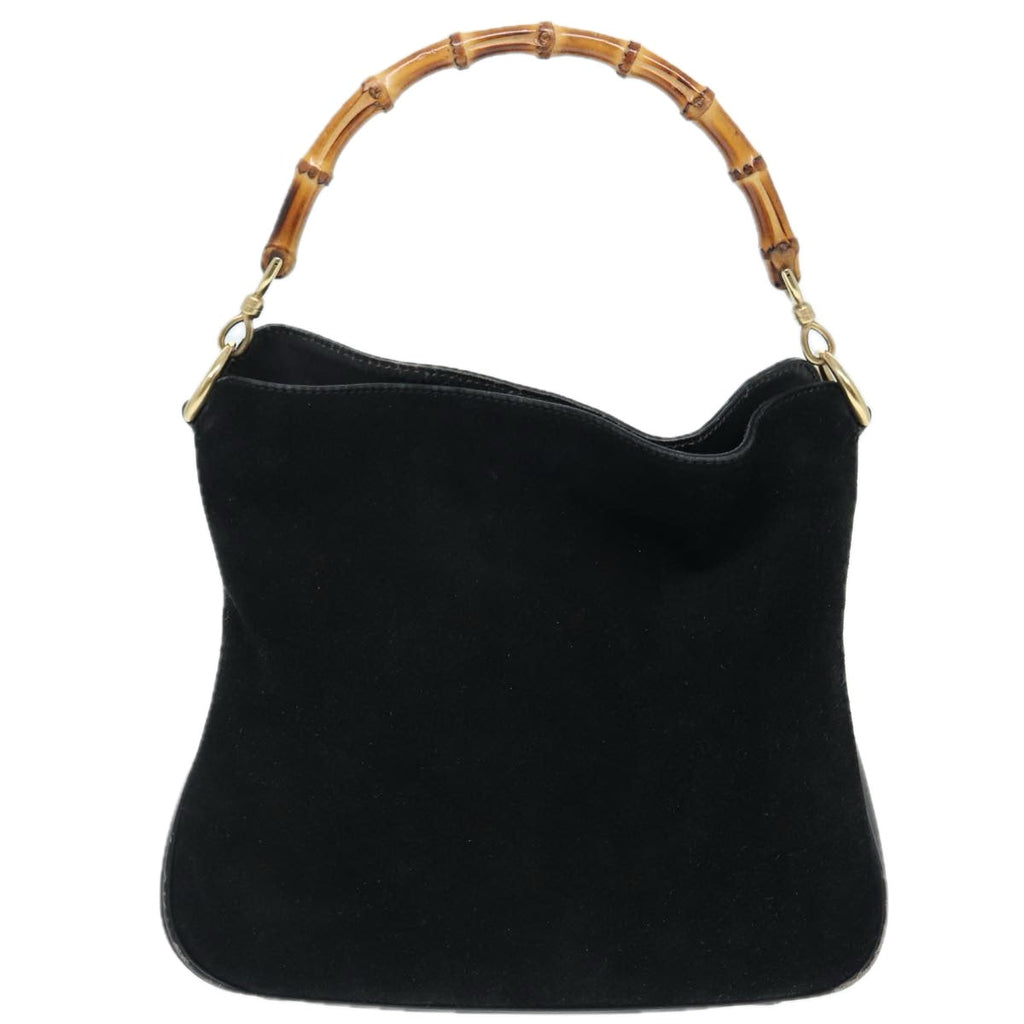 GUCCI Bamboo Shoulder Bag Suede Black 001 2404 1638 83939