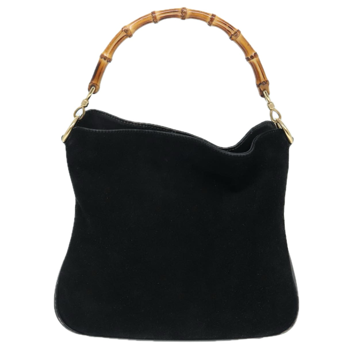 GUCCI Bamboo Shoulder Bag Suede Black 001 2404 1638 83939