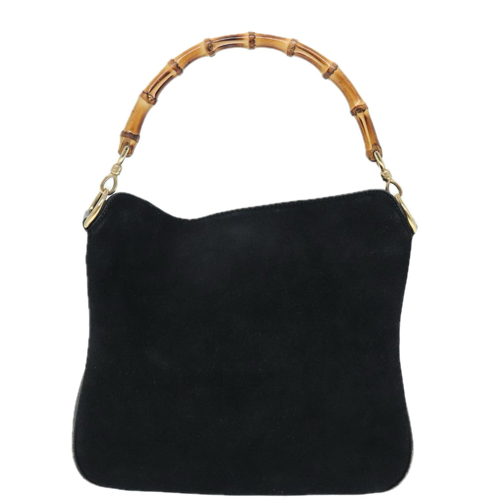 GUCCI Bamboo Shoulder Bag Suede Black 001 2404 1638 83939