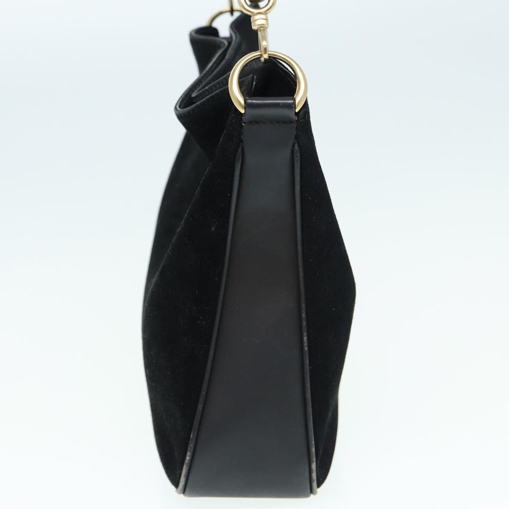 GUCCI Bamboo Shoulder Bag Suede Black 001 2404 1638 83939