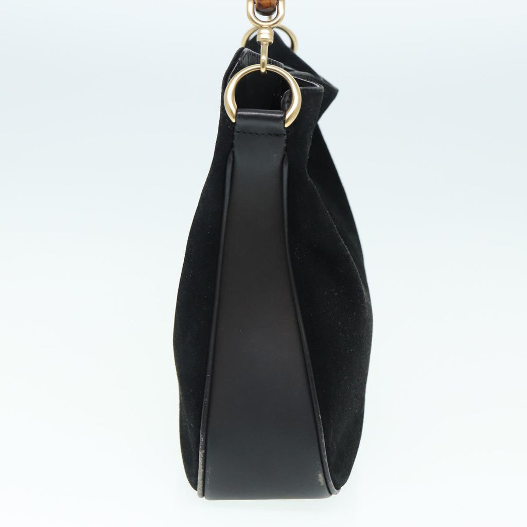 GUCCI Bamboo Shoulder Bag Suede Black 001 2404 1638 83939