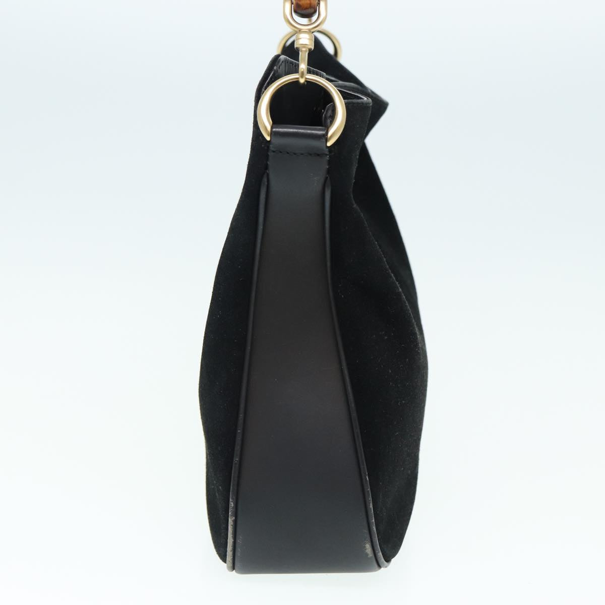 GUCCI Bamboo Shoulder Bag Suede Black 001 2404 1638 83939