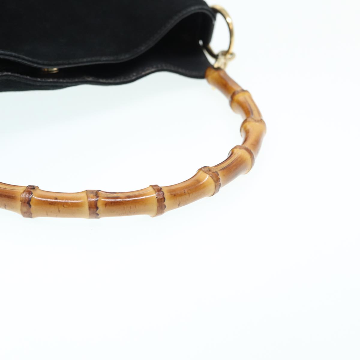 GUCCI Bamboo Shoulder Bag Suede Black 001 2404 1638 83939