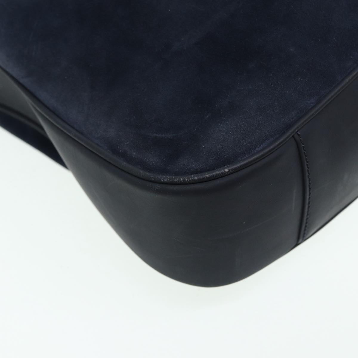 GUCCI Bamboo Shoulder Bag Suede 2way Navy 001 1577 2615 83940