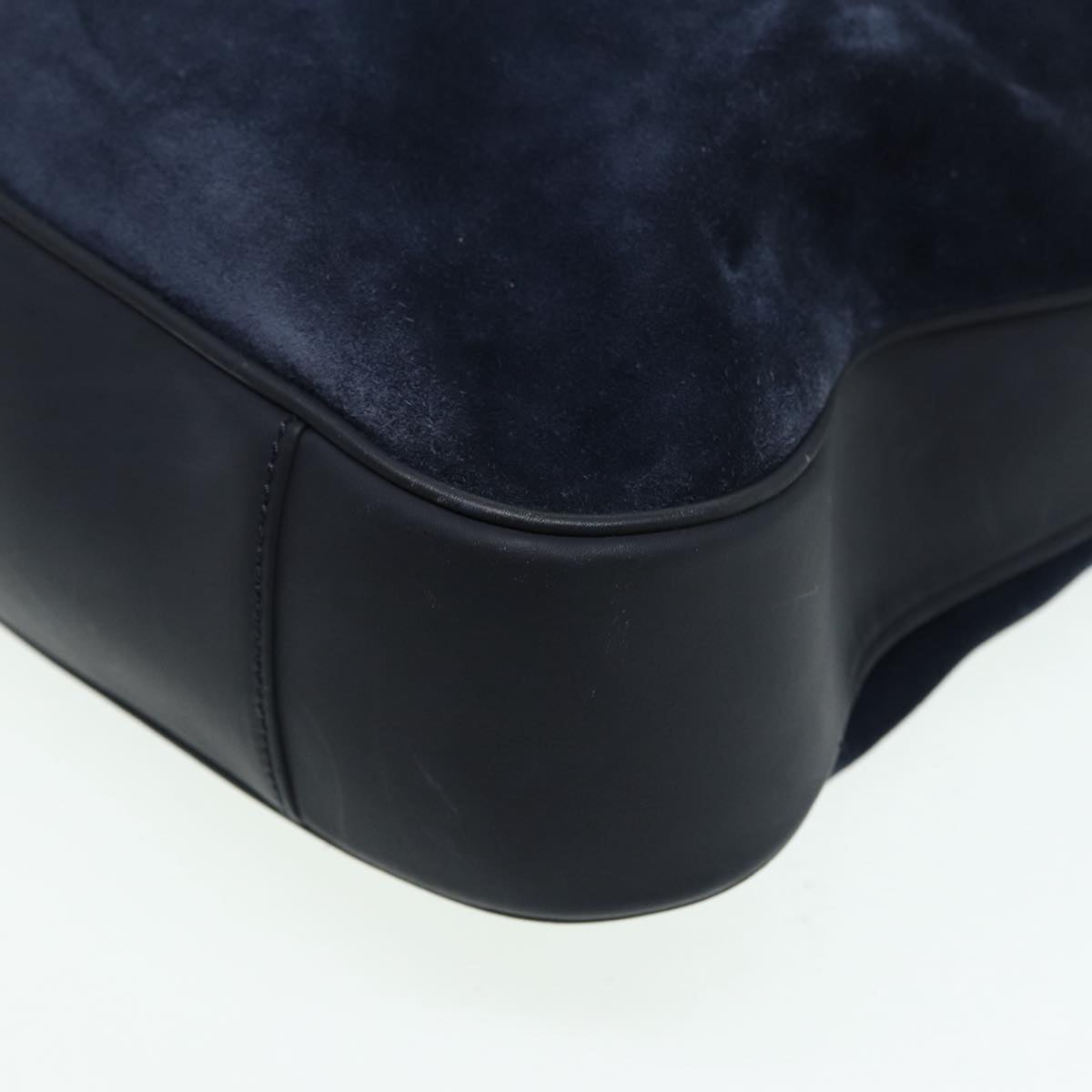 GUCCI Bamboo Shoulder Bag Suede 2way Navy 001 1577 2615 83940