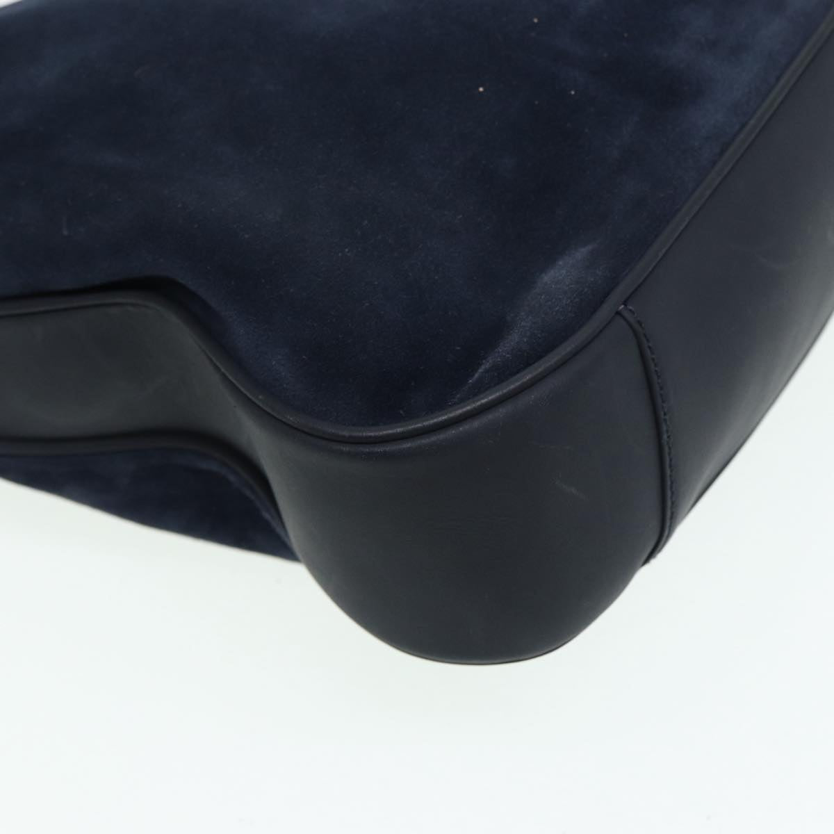 GUCCI Bamboo Shoulder Bag Suede 2way Navy 001 1577 2615 83940
