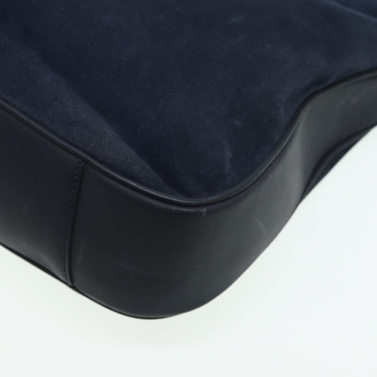 GUCCI Bamboo Shoulder Bag Suede 2way Navy 001 1577 2615 83940